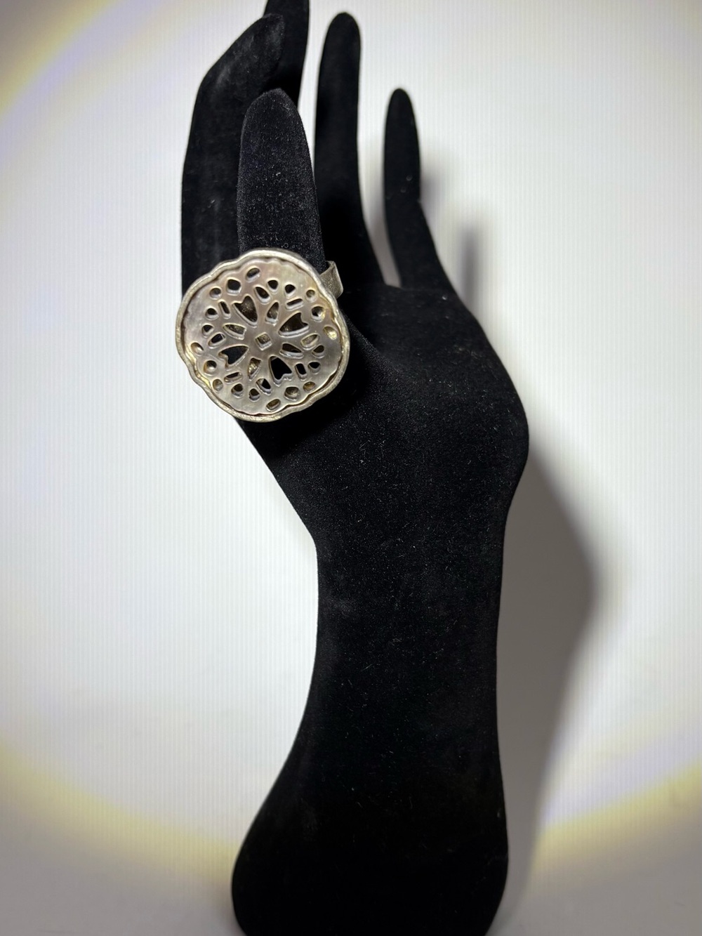 Silver tone Filigree Statement Ring - Silver